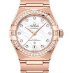 Omega Constellation Manhattan Co-Axial Master Chronometer Watch – 29 mm Sedna Gold Case – Diamond-Paved Bezel – Mother-Of-Pearl Diamond Dial – 131.55.29.20.55.001