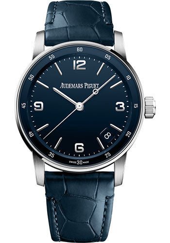 Audemars Piguet Code 11.59 by Audemars Piguet – Chronograph – 41mm White Gold Case – Blue Dial – Blue Alligator Strap – 15210BC.OO.A321CR.01