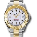 Rolex Steel and Yellow Gold Yacht-Master 35 Watch – White Dial – 168623 w