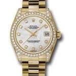 Rolex Yellow Gold Datejust 31 Watch – 48 Diamond Bezel – Mother-Of-Pearl Diamond Dial – President Bracelet – 178158