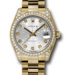 Rolex Yellow Gold Datejust 31 Watch – 48 Diamond Bezel – Silver Jubilee Diamond Dial – President Bracelet – 178158