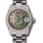 Rolex White Gold Datejust 31 Watch – 48 Diamond Bezel – Dark Mother-Of-Pearl Roman Dial – President Bracelet – 178159 dkmrp