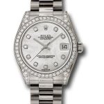 Rolex White Gold Datejust 31 Watch – 48 Diamond Bezel – Mother-Of-Pearl Diamond Dial – President Bracelet – 178159