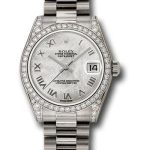 Rolex White Gold Datejust 31 Watch – 48 Diamond Bezel – Mother-Of-Pearl Roman Dial – President Bracelet – 178159