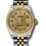 Rolex Steel and Yellow Gold Datejust 31 Watch – Domed Bezel – Champagne Concentric Circle Arabic Dial – Jubilee Bracelet – 178243 chcaj