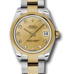 Rolex Steel and Yellow Gold Datejust 31 Watch – Domed Bezel – Champagne Diamond Dial – Oyster Bracelet – 178243