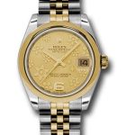 Rolex Steel and Yellow Gold Datejust 31 Watch – Domed Bezel – Champagne Floral Motif Dial – Jubilee Bracelet – 178243