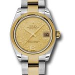 Rolex Steel and Yellow Gold Datejust 31 Watch – Domed Bezel – Champagne Floral Motif Dial – Oyster Bracelet – 178243