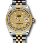 Rolex Steel and Yellow Gold Datejust 31 Watch – Domed Bezel – Champagne Index Dial – Jubilee Bracelet – 178243