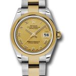 Rolex Steel and Yellow Gold Datejust 31 Watch – Domed Bezel – Champagne Roman Dial – Oyster Bracelet – 178243