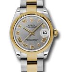 Rolex Steel and Yellow Gold Datejust 31 Watch – Domed Bezel – Slate Grey Roman Dial – Oyster Bracelet – 178243
