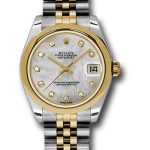 Rolex Steel and Yellow Gold Datejust 31 Watch – Domed Bezel – Mother-Of-Pearl Diamond Dial – Jubilee Bracelet – 178243