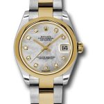 Rolex Steel and Yellow Gold Datejust 31 Watch – Domed Bezel – Mother-Of-Pearl Diamond Dial – Oyster Bracelet – 178243