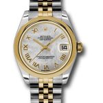 Rolex Steel and Yellow Gold Datejust 31 Watch – Domed Bezel – Mother-Of-Pearl Roman Dial – Jubilee Bracelet – 178243