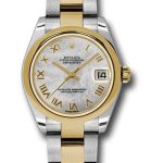Rolex Steel and Yellow Gold Datejust 31 Watch – Domed Bezel – Mother-Of-Pearl Roman Dial – Oyster Bracelet – 178243