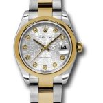 Rolex Steel and Yellow Gold Datejust 31 Watch – Domed Bezel – Silver Jubilee Diamond Dial – Oyster Bracelet – 178243