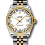 Rolex Steel and Yellow Gold Datejust 31 Watch – Domed Bezel – White Roman Dial – Jubilee Bracelet – 178243