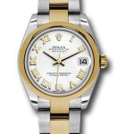Rolex Steel and Yellow Gold Datejust 31 Watch – Domed Bezel – White Roman Dial – Oyster Bracelet – 178243