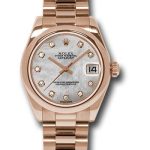 Rolex Pink Gold Datejust 31 Watch – Domed Bezel – Mother-Of-Pearl Diamond Dial – President Bracelet – 178245
