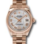 Rolex Pink Gold Datejust 31 Watch – Domed Bezel – Mother-Of-Pearl Diamond Roman Vi Roman Dial – President Bracelet – 178245