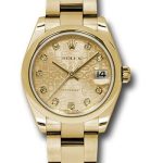 Rolex Yellow Gold Datejust 31 Watch – Domed Bezel – Champagne Jubilee Diamond Dial – Oyster Bracelet – 178248 chjdo