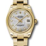 Rolex Yellow Gold Datejust 31 Watch – Domed Bezel – White Mother-Of-Pearl Diamond Dial – Oyster Bracelet – 178248
