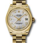 Rolex Yellow Gold Datejust 31 Watch – Domed Bezel – Mother-Of-Pearl Diamond Dial – President Bracelet – 178248
