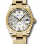 Rolex Yellow Gold Datejust 31 Watch – Domed Bezel – Silver Jubilee Diamond Dial – Oyster Bracelet – 178248