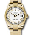 Rolex Yellow Gold Datejust 31 Watch – Domed Bezel – White Roman Dial – Oyster Bracelet – 178248