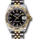 Rolex Steel and Yellow Gold Datejust 31 Watch – Fluted Bezel – Black Index Dial – Jubilee Bracelet – 178273