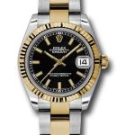 Rolex Steel and Yellow Gold Datejust 31 Watch – Fluted Bezel – Black Index Dial – Oyster Bracelet – 178273