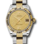 Rolex Steel and Yellow Gold Datejust 31 Watch – Fluted Bezel – Champagne Floral Motif Dial – Oyster Bracelet – 178273