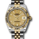 Rolex Steel and Yellow Gold Datejust 31 Watch – Fluted Bezel – Champagne Index Dial – Jubilee Bracelet – 178273