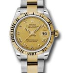 Rolex Steel and Yellow Gold Datejust 31 Watch – Fluted Bezel – Champagne Roman Dial – Oyster Bracelet – 178273