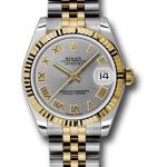 Rolex Steel and Yellow Gold Datejust 31 Watch – Fluted Bezel – Slate Grey Roman Dial – Jubilee Bracelet – 178273
