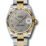 Rolex Steel and Yellow Gold Datejust 31 Watch – Fluted Bezel – Slate Grey Roman Dial – Oyster Bracelet – 178273