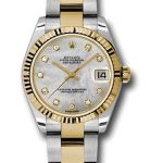 Rolex Steel and Yellow Gold Datejust 31 Watch – Fluted Bezel – Mother-Of-Pearl Diamond Dial – Oyster Bracelet – 178273