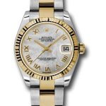 Rolex Steel and Yellow Gold Datejust 31 Watch – Fluted Bezel – Mother-Of-Pearl Roman Dial – Oyster Bracelet – 178273
