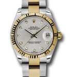 Rolex Steel and Yellow Gold Datejust 31 Watch – Fluted Bezel – Silver Diamond Roman Vi Diamond Dial – Oyster Bracelet – 178273