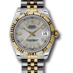 Rolex Steel and Yellow Gold Datejust 31 Watch – Fluted Bezel – Silver Index Dial – Jubilee Bracelet – 178273