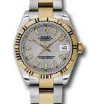 Rolex Steel and Yellow Gold Datejust 31 Watch – Fluted Bezel – Silver Index Dial – Oyster Bracelet – 178273