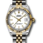 Rolex Steel and Yellow Gold Datejust 31 Watch – Fluted Bezel – White Index Dial – Jubilee Bracelet – 178273