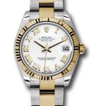 Rolex Steel and Yellow Gold Datejust 31 Watch – Fluted Bezel – White Roman Dial – Oyster Bracelet – 178273