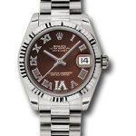 Rolex White Gold Datejust 31 Watch – Fluted Bezel – Bronze Diamond Roman Vi Roman Dial – President Bracelet – 178279 brdrp