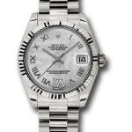 Rolex White Gold Datejust 31 Watch – Fluted Bezel – Mother-Of-Pearl Diamond Roman Vi Roman Dial – President Bracelet – 178279