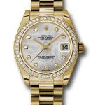 Rolex Yellow Gold Datejust 31 Watch – 48 Diamond Bezel – Mother-Of-Pearl Diamond Dial – President Bracelet – 178288