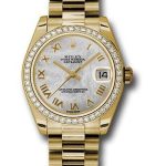 Rolex Yellow Gold Datejust 31 Watch – 48 Diamond Bezel – Mother-Of-Pearl Roman Dial – President Bracelet – 178288