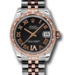 Rolex Steel and Everose Gold Datejust 31 Watch – 24 Diamond Bezel – Black Diamond Roman Vi Roman Dial – Jubilee Bracelet – 178341 bkdrj
