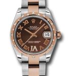 Rolex Steel and Everose Gold Datejust 31 Watch – 24 Diamond Bezel – Chocolate Diamond Roman Vi Roman Dial – Oyster Bracelet – 178341 chodro
