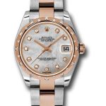Rolex Steel and Everose Gold Datejust 31 Watch – 24 Diamond Bezel – White Mother-Of-Pearl Diamond Dial – Oyster Bracelet – 178341